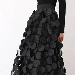 Polka Dot Applique High Waisted Skirt